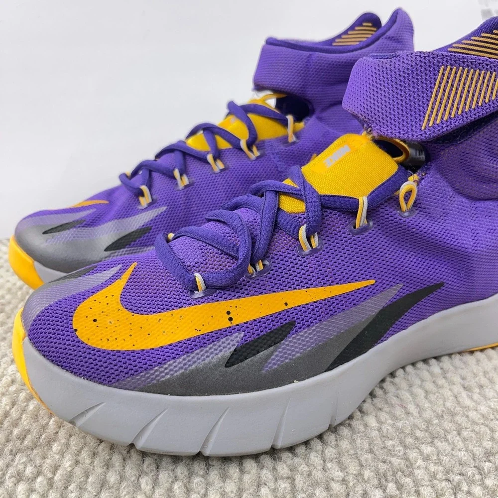 Nike Basketball Shoes Lakers Hypervenom Zoom Purple Gold 630913-502 Mens Size‎ 7